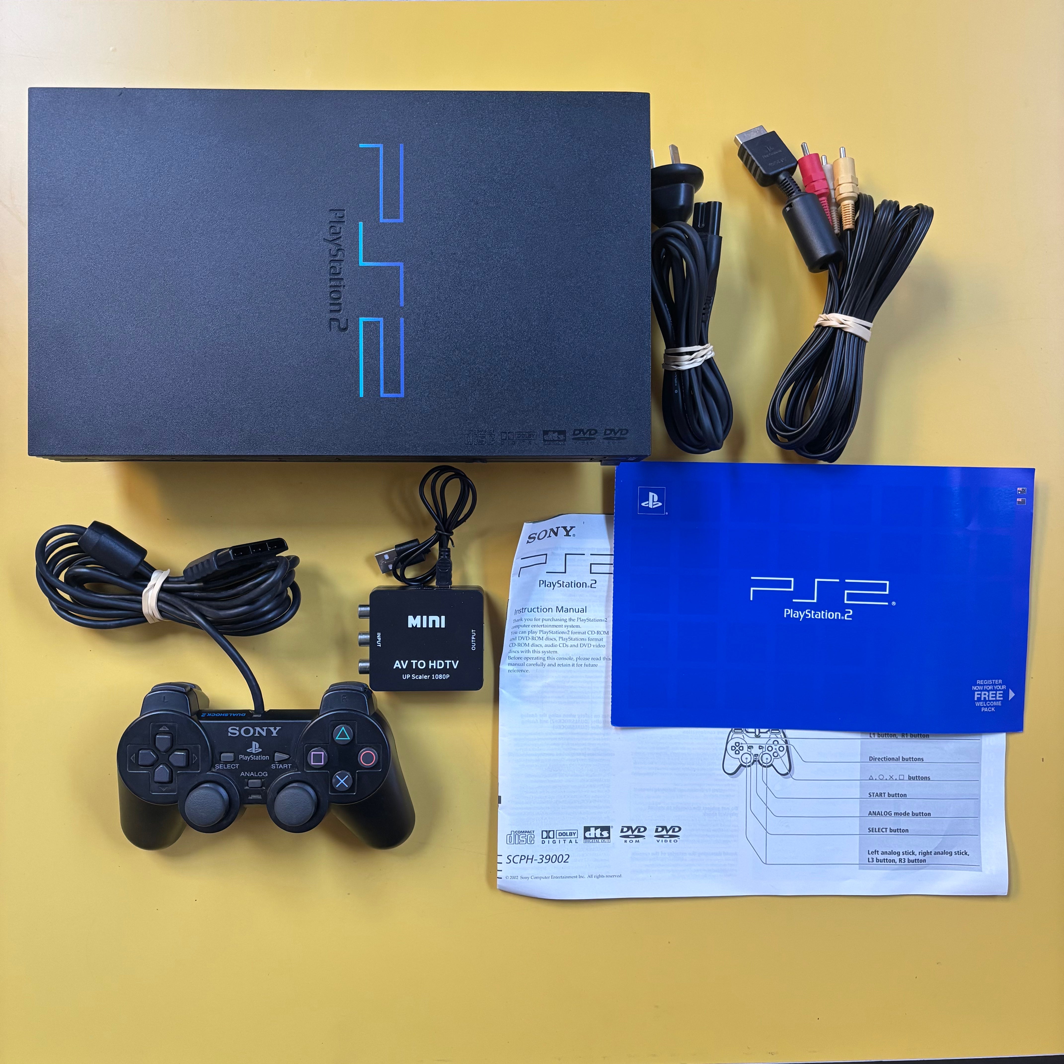 PS2 - Console Boxed - Fat - Black + HDMI